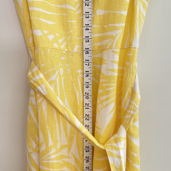 Hobbs London Floral Summer Linen Tea Dress Women's US Sz 6 Belted Yellow White - Picture 16 of 16